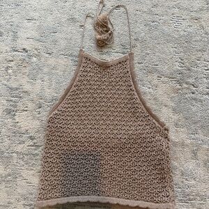 Zara Open-Knit Crochet Top in Gold